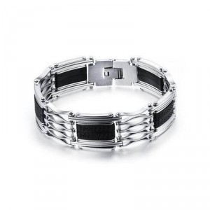 Pulseira de Aço e Silicone Preto - PA05 Pulseira de Aço e Silicone Preto - PA05