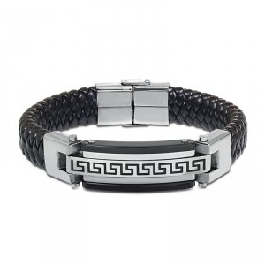 Pulseira Masculina de Couro com Detalhes em Titânio - PCL03-B Pulseira Masculina de Couro com Detalhes em Titânio - PCL03-B