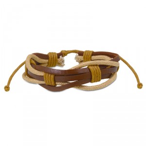 Pulseira de Couro Masculina Ajustável Brava Marrom Claro - PC06 Pulseira de Couro Masculina Ajustável Brava Marrom Claro - PC06