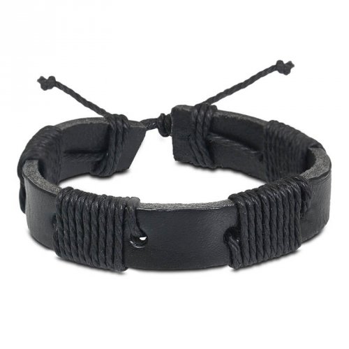 Pulseira Masculina de Couro Preta Paradiso Trancoso - PC32-P