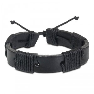 Pulseira Masculina de Couro Preta Paradiso Trancoso - PC32-P Pulseira Masculina de Couro Preta Paradiso Trancoso - PC32-P