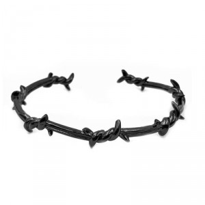 Pulseira de Metal Masculina Arame Farpado Preto Esmaltado - PA41 Pulseira de Metal Masculina Arame Farpado Preto Esmaltado - PA41