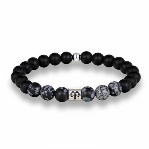 Pulseira Masculina de Pedra Ágata Matte Signo Áries - PP43