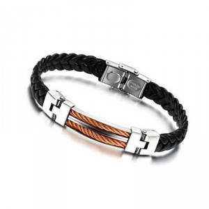 Pulseira de Couro Trançado Cross Fire Rose Pulseira de Couro Trançado Cross Fire Rose