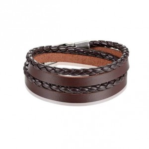 Pulseira Masculina de Couro Trançado e Liso Com Fecho Tipo T Pulseira Masculina de Couro Trançado e Liso Com Fecho Tipo T