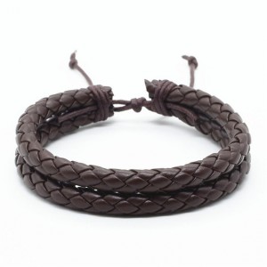 Pulseira Masculina de Couro 3 Tiras Vichy Marrom - PD22 Pulseira Masculina de Couro 3 Tiras Vichy Marrom - PD22