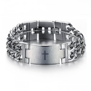 Pulseira Masculina De Aço Inoxidável 316I Grumet Com Oração Pai Nosso Pulseira Masculina De Aço Inoxidável 316I Grumet Com Oração Pai Nosso