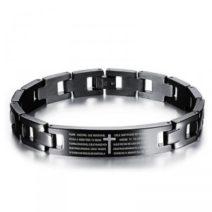 Pulseira Masculina De Aço Inoxidável Cruz Pai Nosso Pulseira Masculina De Aço Inoxidável Cruz Pai Nosso
