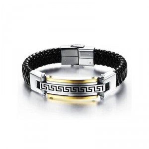 Pulseiras Masculinas de Couro com Detalhes em Banho de Ouro 18K Pulseiras Masculinas de Couro com Detalhes em Banho de Ouro 18K
