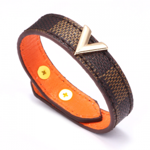 Pulseira Masculina De Couro Eco LV Marrom Ajustável Pulseira Masculina De Couro Eco LV Marrom Ajustável