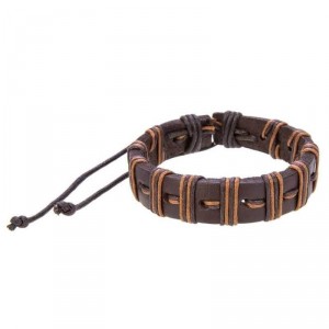 Pulseira Masculina de Couro Marrom Paradiso Vicenza - PC36 Pulseira Masculina de Couro Marrom Paradiso Vicenza - PC36