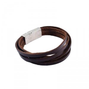 Pulseira Masculina de Couro Marrom Vivarta - PC41 Pulseira Masculina de Couro Marrom Vivarta - PC41