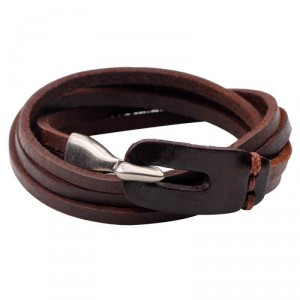 Pulseira Masculina de Marrom Fecho Gancho De Aço Inox Pulseira Masculina de Marrom Fecho Gancho De Aço Inox