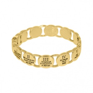 Pulseira Masculina Os 10 Mandamentos Banha a Ouro 18k Pulseira Masculina Os 10 Mandamentos Banha a Ouro 18k