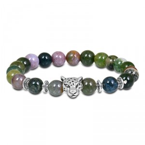 Pulseira de Pedra Masculina com Tigre em Aço Inoxidável - PP27 Pulseira de Pedra Masculina com Tigre em Aço Inoxidável - PP27