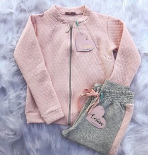 Corina Bomber Matelassê Rosa Bebê