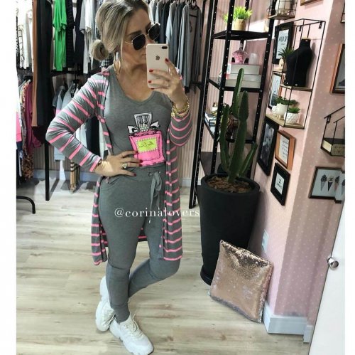Corina Cardigan Listras Rosa Neon