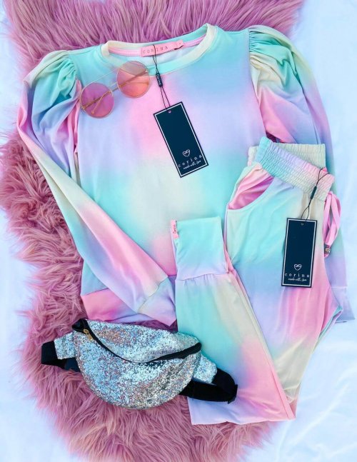 Corina Conjunto Tie-Dye Suedi Manga princesa com punhos + Calça jogger