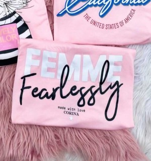 Corina T-Shirt Manga Longa Femme - Rosa Claro