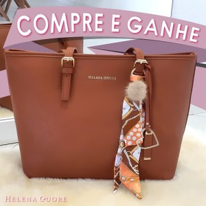 Bolsa Veneza Caramelo + Gravatinha Bege