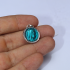 Miniatura - Medalha Original N. Senhora de Lourdes com Água da Gruta de Lourdes - Azul Redonda - Rosto de Nossa Senhora