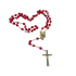 Miniatura - Terço de Cristal Vermelho + Lencinho encostado na Estátua do Cristo Ressuscitado (Pré-venda)