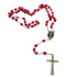 Miniatura - Terço de Cristal Vermelho + Lencinho encostado na Estátua do Cristo Ressuscitado (Pré-venda)