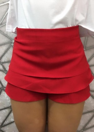 SHORT SAIA BABADO - VERMELHO (ZÍPER LATERAL) SHORT SAIA BABADO - VERMELHO (ZÍPER LATERAL)