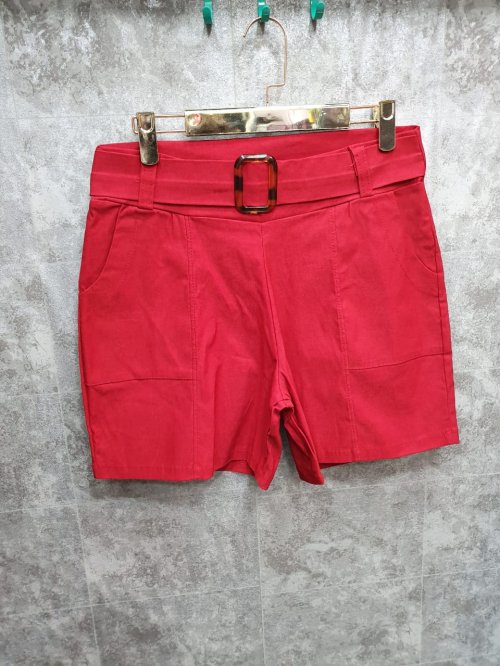 SHORTS PLUS SIZE BENGALINE FIVELA - VERMELHO