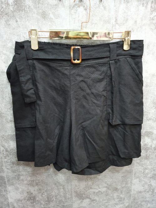 SHORTS PLUS SIZE EM LINHO - PRETO