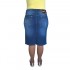 Miniatura - Saia Jeans Executiva Plus Size Azul
