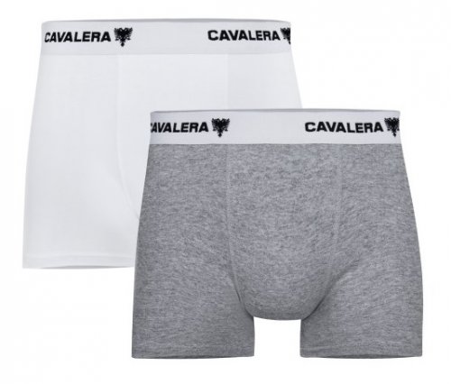 Kit Cueca Boxer Cavalera Algodão 2 Peças Branca e Cinza