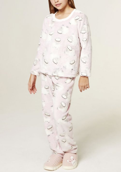 Lua Cheia Pijama Infantil Ovelha Fleece Estampado