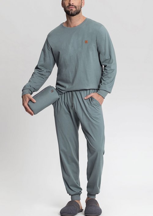 Mensageiro dos Sonhos Pijama Masculino Longo 100% Algodão Verde