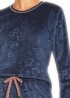 Miniatura - Recco Pijama Feminino Longo Fleece Trabalhado Azul Luar
