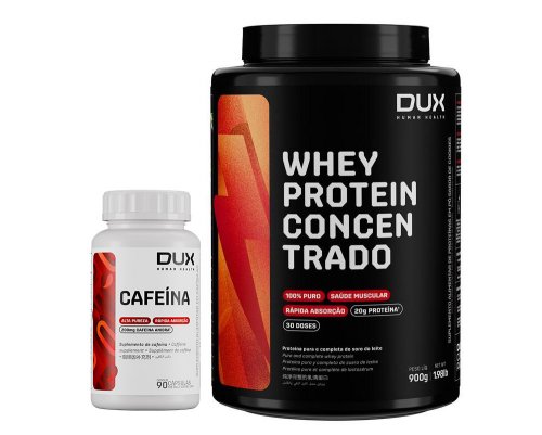 Combo Whey concentrado + Cafeína  90 caps Dux 