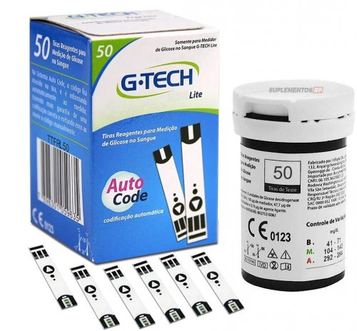 Fitas Reagentes G-tech Lite Glicemia + 50 unidades