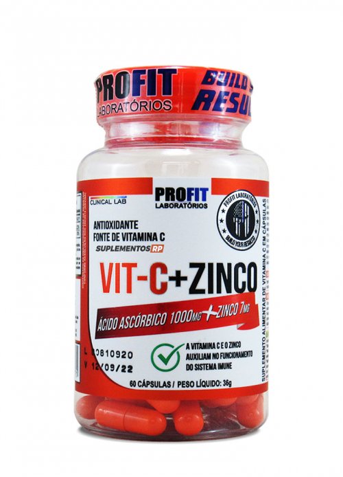 Vitamina C 1000mg + Zinco 7mg - Profit Labs 60 capsulas 